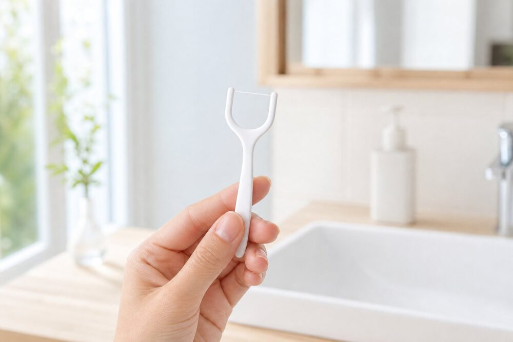 奥歯にフロスが入らないときは入れる角度を変える