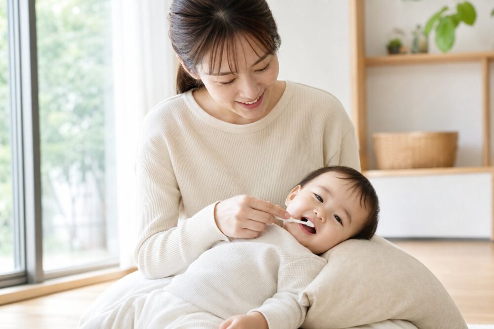 歯が生えてから2歳までは親が1日2回磨く